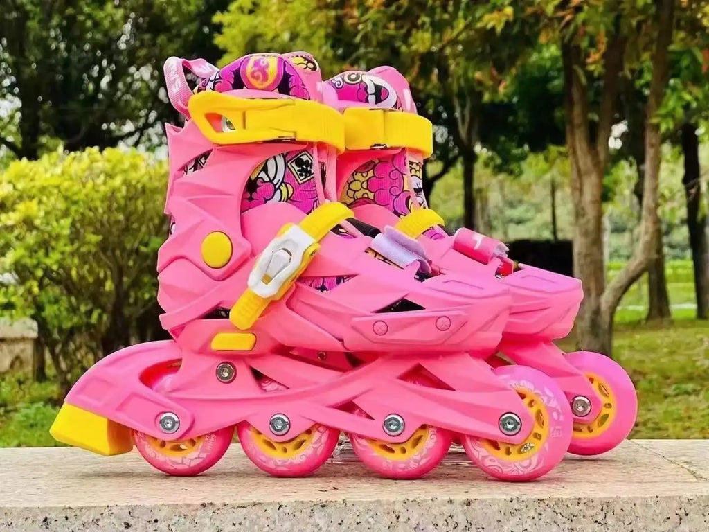 100% Original 100% Genuine Nine-Mentor Training Children's Canvas & TPR Inline Roller Skates for Beginners Boys Girls