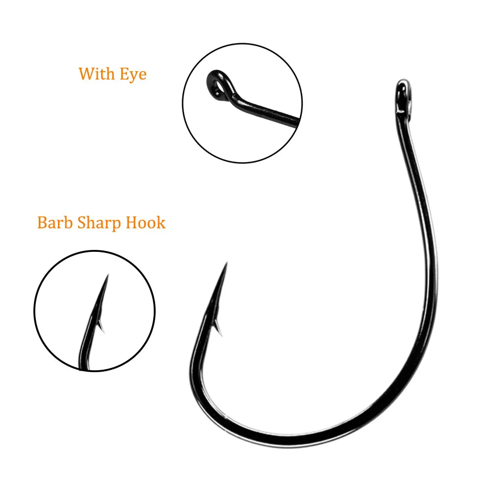 THKFISH 20pcs Drop Shot Hooks #3 #2 #1 #1/0 #2/0 Stainless Steel Offset Wacky Hooks Crank Worm Barbed Hook Fishing Accessories