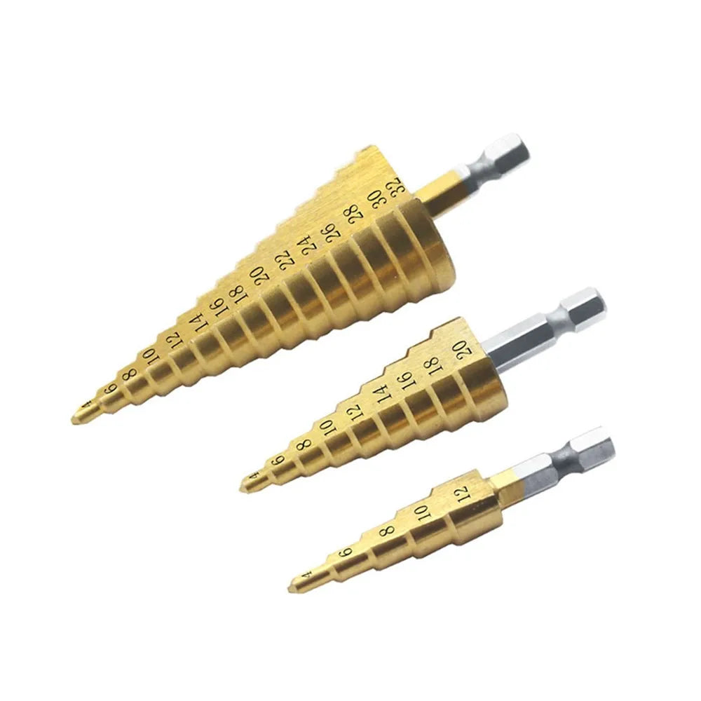 4-12/20/32mm HSS Titanium Coated Step Drill Bit Drilling Power Tools Metal High Speed Steel Wood Hole Cutter Step Cone Drill