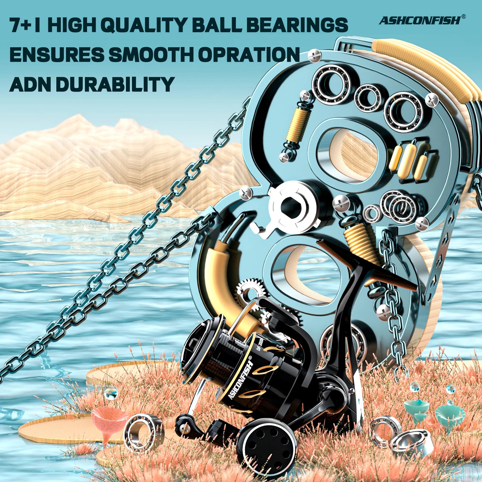 DF3000 Carp Fishing Spinning Reel with New Adjustable Handle Design for Stream River and Sea Boat Fishing