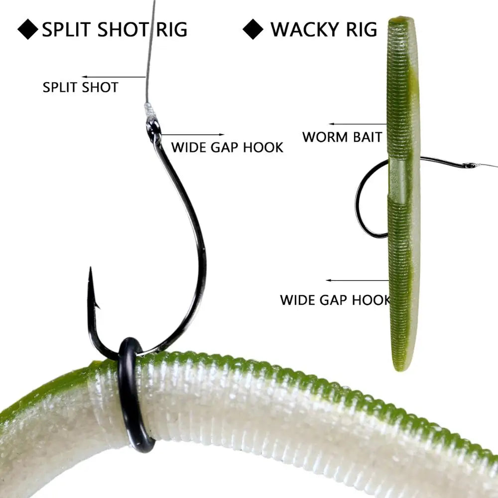 THKFISH 20pcs Drop Shot Hooks #3 #2 #1 #1/0 #2/0 Stainless Steel Offset Wacky Hooks Crank Worm Barbed Hook Fishing Accessories