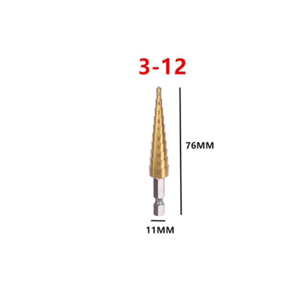 4-12/20/32mm HSS Titanium Coated Step Drill Bit Drilling Power Tools Metal High Speed Steel Wood Hole Cutter Step Cone Drill