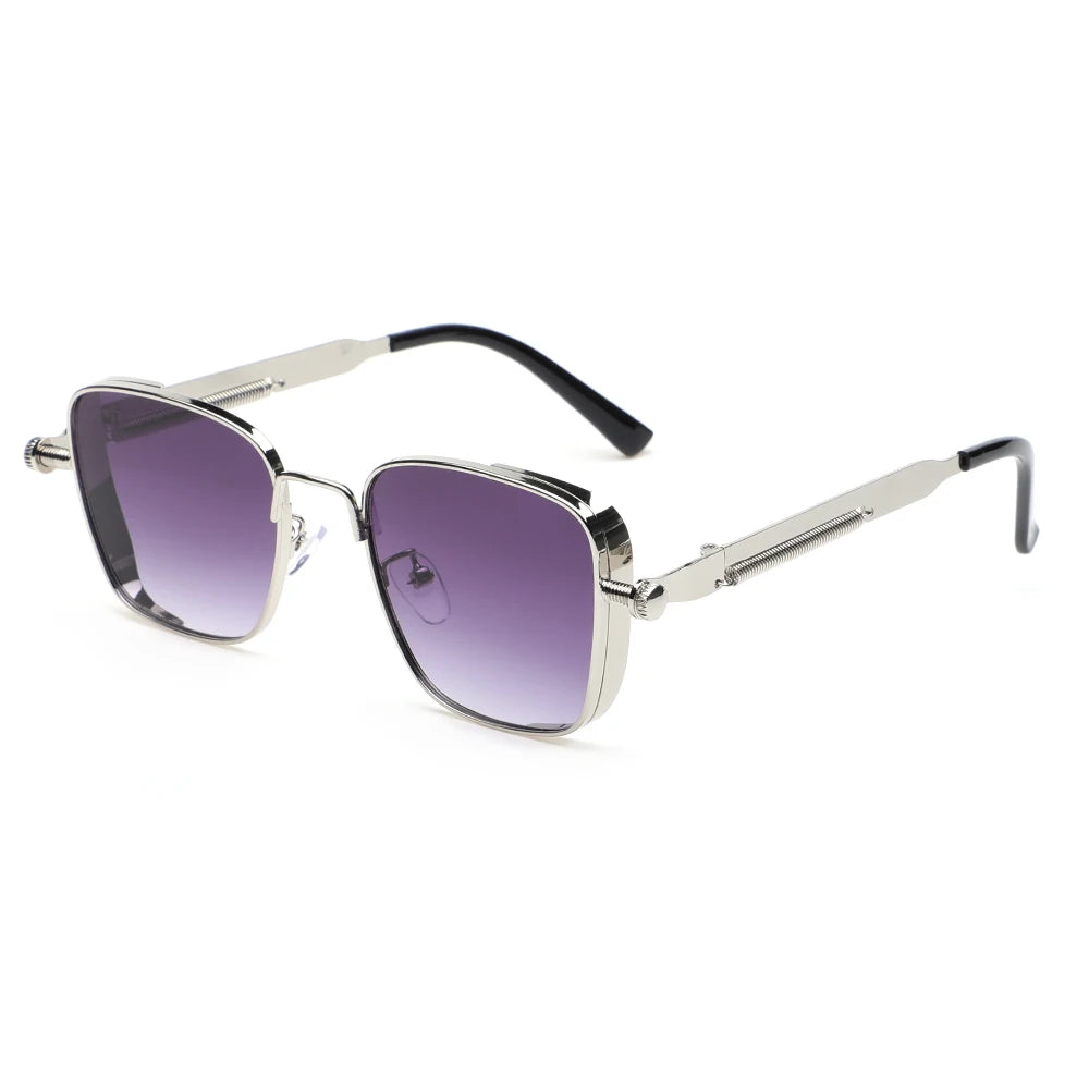 New Vintage Metal Steampunk Sunglasses Men Women Square Sun Glasses For Men Women Retro Brand Gradient Shades Male Female UV400