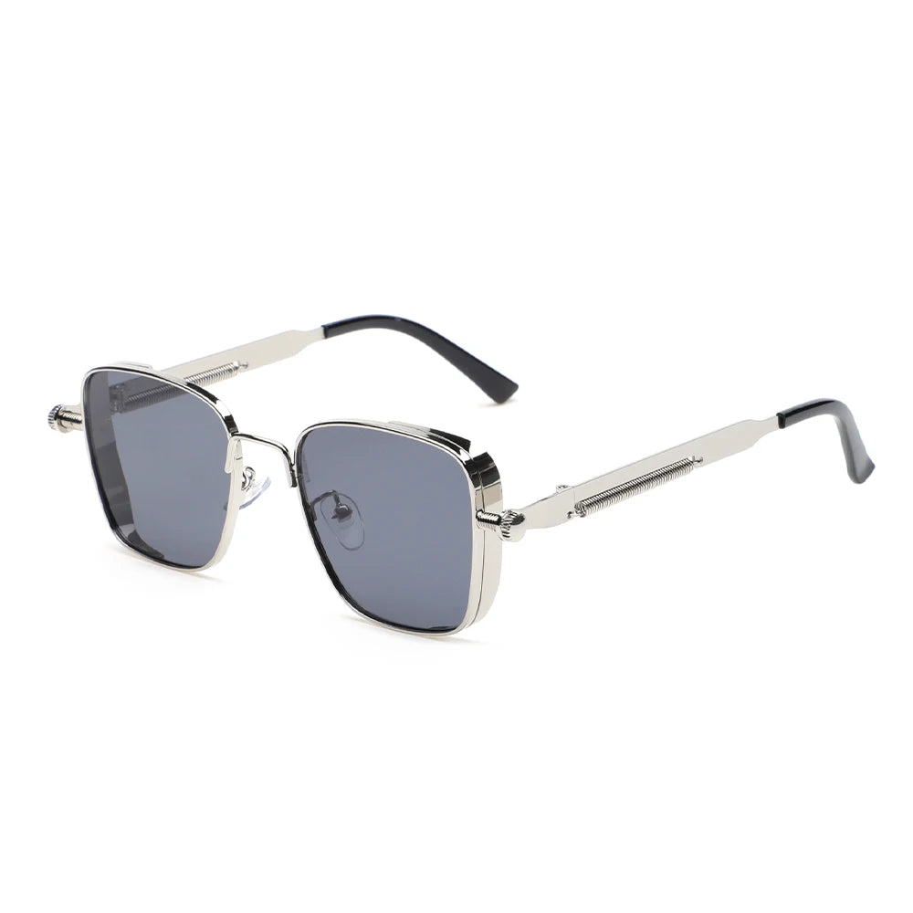 New Vintage Metal Steampunk Sunglasses Men Women Square Sun Glasses For Men Women Retro Brand Gradient Shades Male Female UV400
