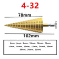 4-12/20/32mm HSS Titanium Coated Step Drill Bit Drilling Power Tools Metal High Speed Steel Wood Hole Cutter Step Cone Drill