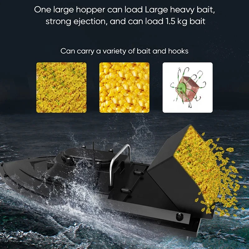 D12F Ship Long Cruise 500M Big Hopper Night Light Far Distance Wireless Baitboat Remote Control Yacht Sea RC Fishing Bait Boat