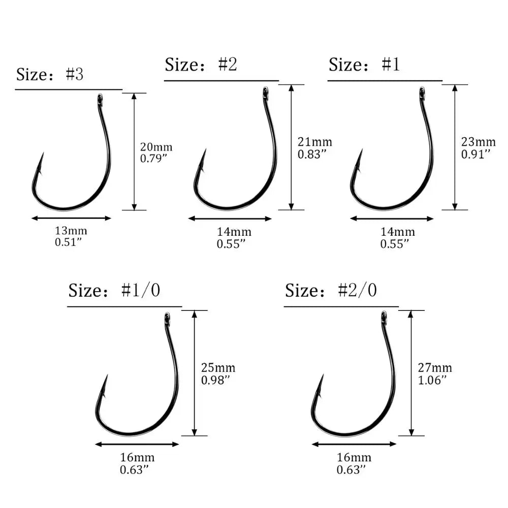 THKFISH 20pcs Drop Shot Hooks #3 #2 #1 #1/0 #2/0 Stainless Steel Offset Wacky Hooks Crank Worm Barbed Hook Fishing Accessories