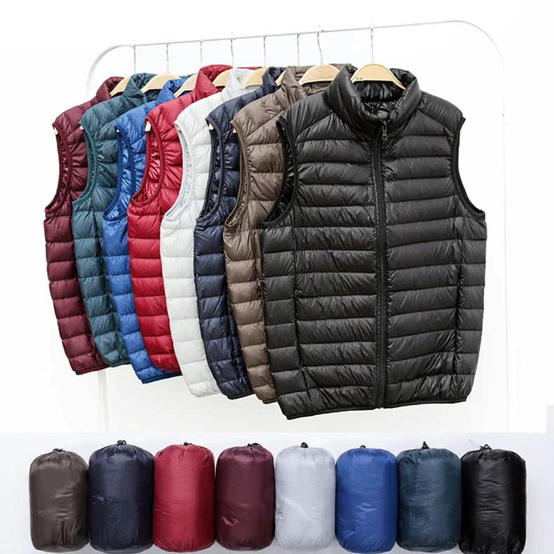 NewBang 6XL Men Sleeveless Warm Vest Ultra Light Down Vest Man Winter Solid Sleeveless Jacket Mens Lightweight Waterproof Vests