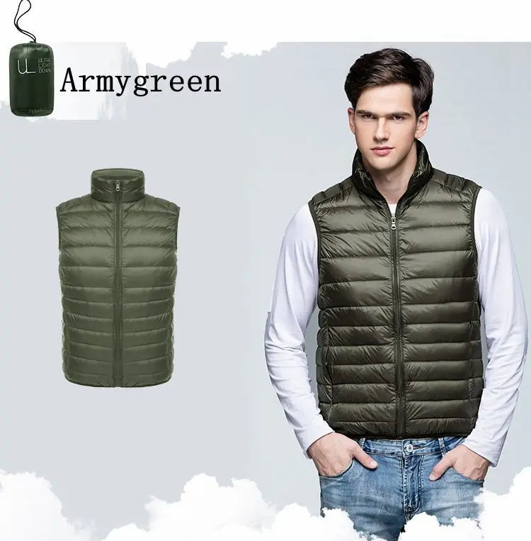 NewBang 6XL Men Sleeveless Warm Vest Ultra Light Down Vest Man Winter Solid Sleeveless Jacket Mens Lightweight Waterproof Vests