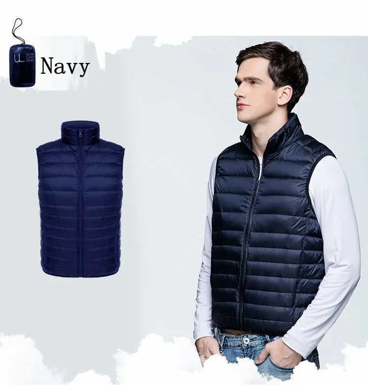 NewBang 6XL Men Sleeveless Warm Vest Ultra Light Down Vest Man Winter Solid Sleeveless Jacket Mens Lightweight Waterproof Vests