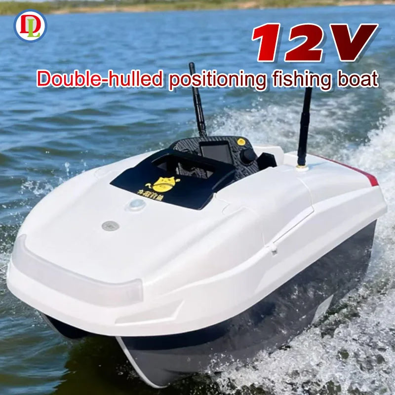 Portable ABS Double-Body Trapping Boat with Integrated GPS for Precise Fish-spot Selection for Carp Marlin Trout Bass Fishing