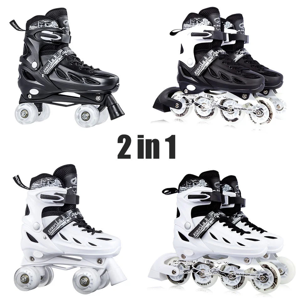 2026 NEW LIAO High Quality Adjustable Roller Skates Flashing Roller Durable Double Row Rental Quad 4 Wheels Patines Kids Adults