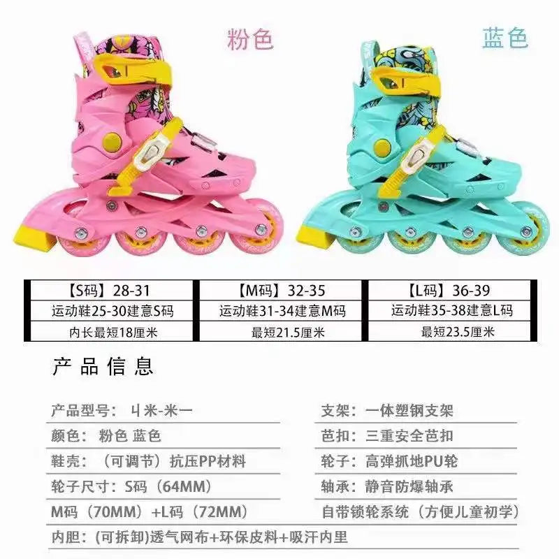 100% Original 100% Genuine Nine-Mentor Training Children's Canvas & TPR Inline Roller Skates for Beginners Boys Girls