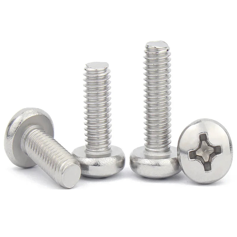 50X M1 M1.2 M1.4 M1.6 M2 M2.5 M3 M4 Mini Micro Small  A2 304 Stainless Steel Cross Phillips Pan Head Screw Round Bolt 2-30mm