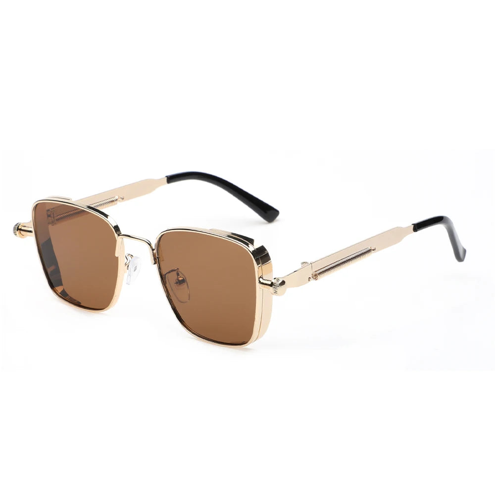 New Vintage Metal Steampunk Sunglasses Men Women Square Sun Glasses For Men Women Retro Brand Gradient Shades Male Female UV400
