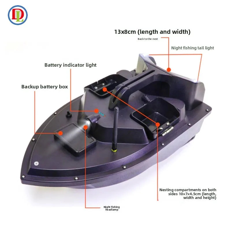 Portable ABS Double-Body Trapping Boat with Integrated GPS for Precise Fish-spot Selection for Carp Marlin Trout Bass Fishing
