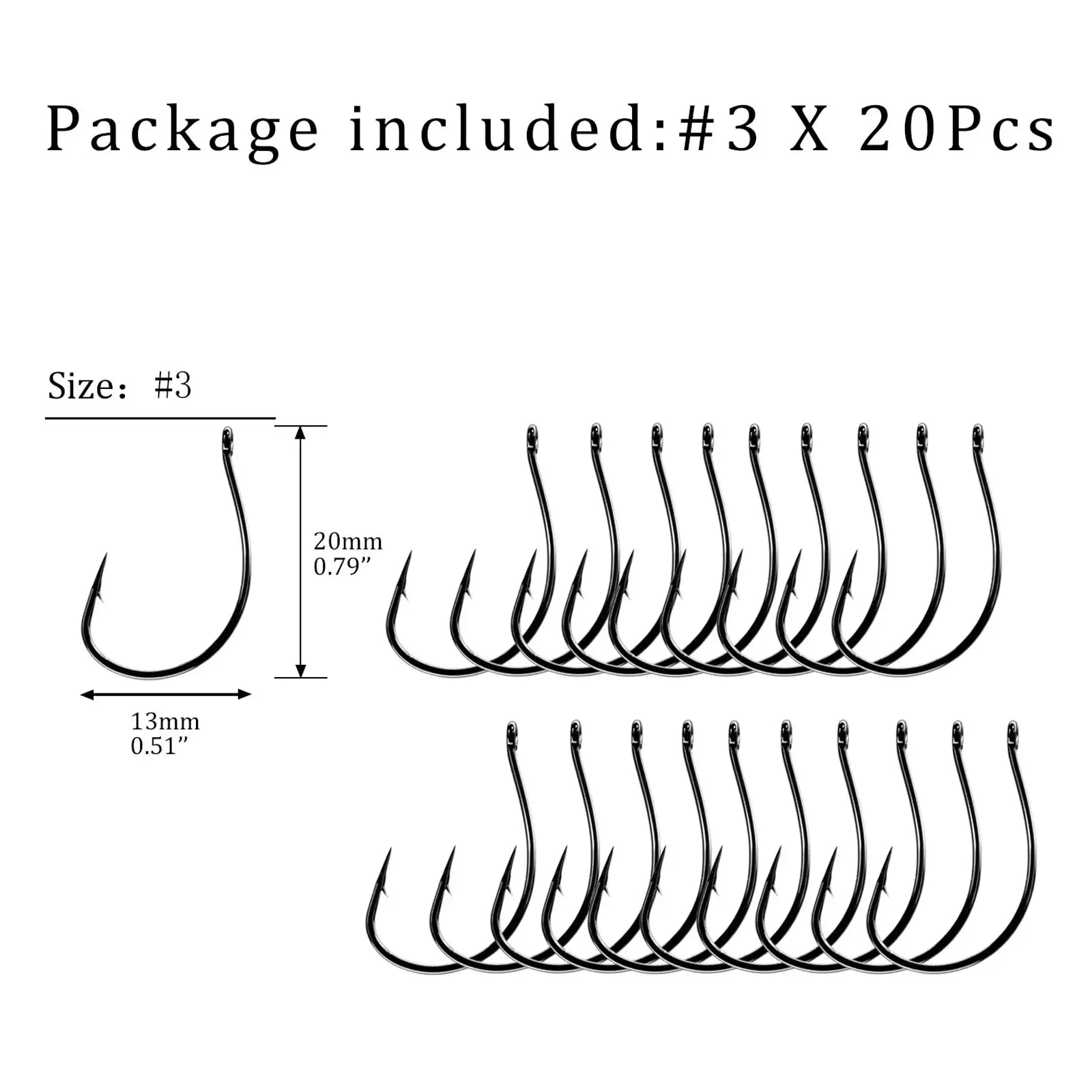 THKFISH 20pcs Drop Shot Hooks #3 #2 #1 #1/0 #2/0 Stainless Steel Offset Wacky Hooks Crank Worm Barbed Hook Fishing Accessories