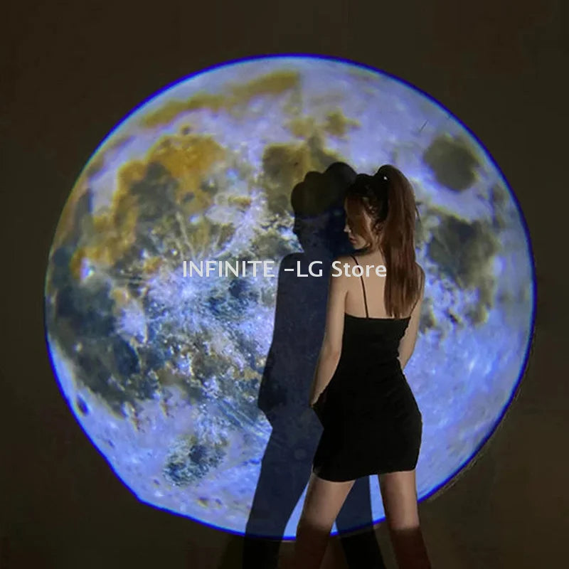 USB Ceiling Moon Earth Projection Atmosphere Light Starry Sky Lamp Night Light Romantic Bedroom Decoration Galaxy Projector