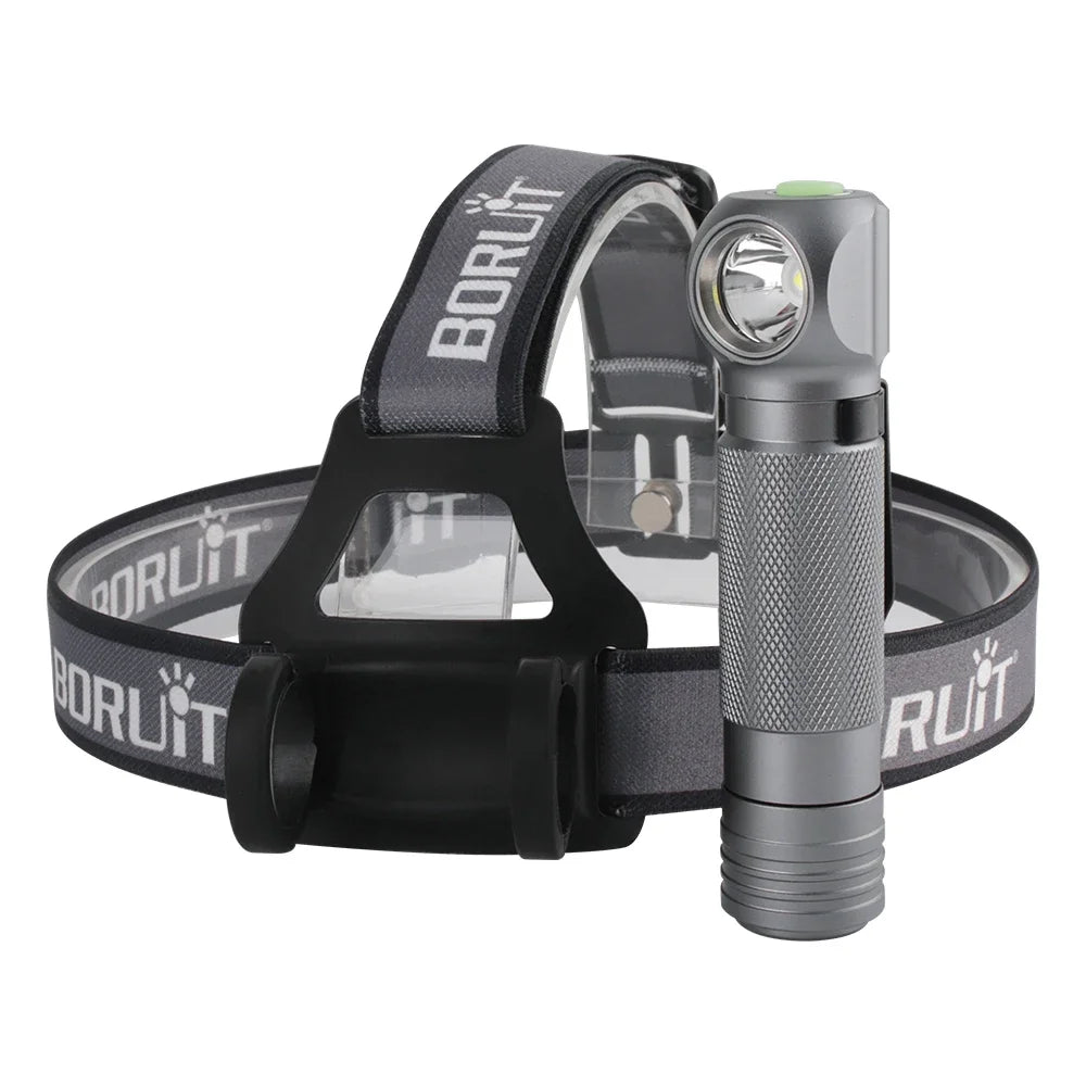 BORUiT 1000LM LED Headlamp Waterproof 3-Mode Right Angle Flashlight Lightweight Powerful Head Torch for Camping And Hunting