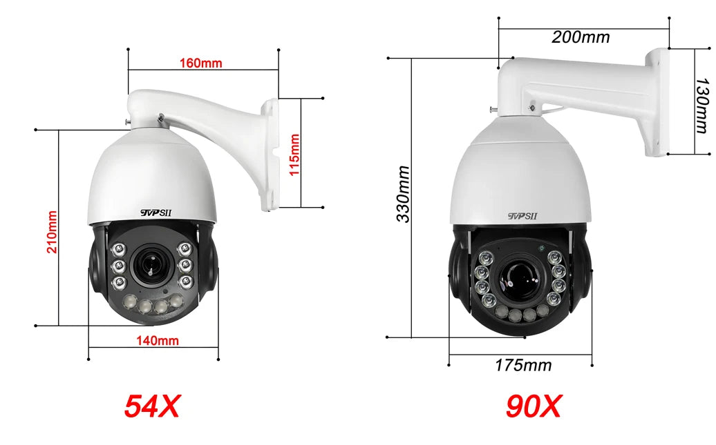 Laser Infrared Metal Tracking Cruise 30fps 8MP 4K 90X 54X Optical Zoom 360° Audio POE PTZ Speed Dome Surveillance IP Camera