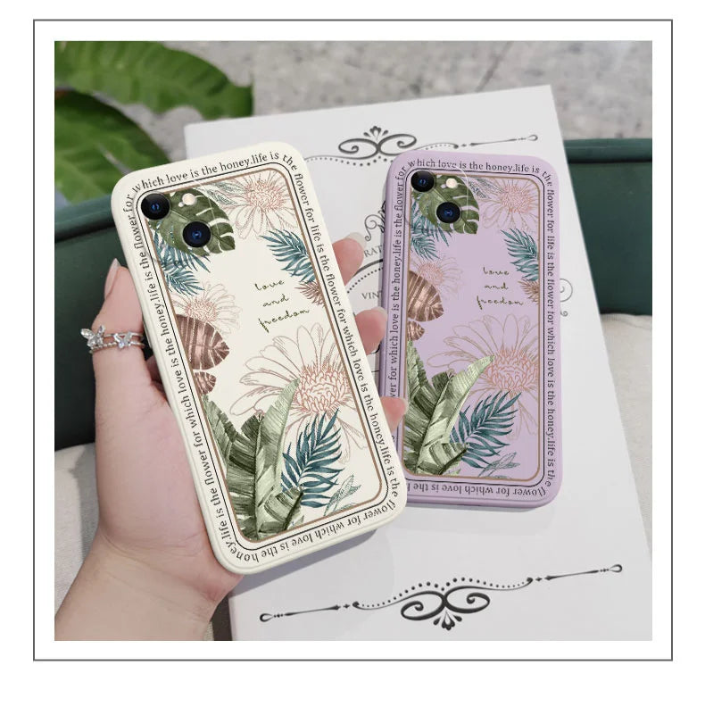Ins Tropical Style Phone Case For iPhone 17 Air 16 15 14 13 12 11 Pro Max Mini X XR XS MAX Plus Cover