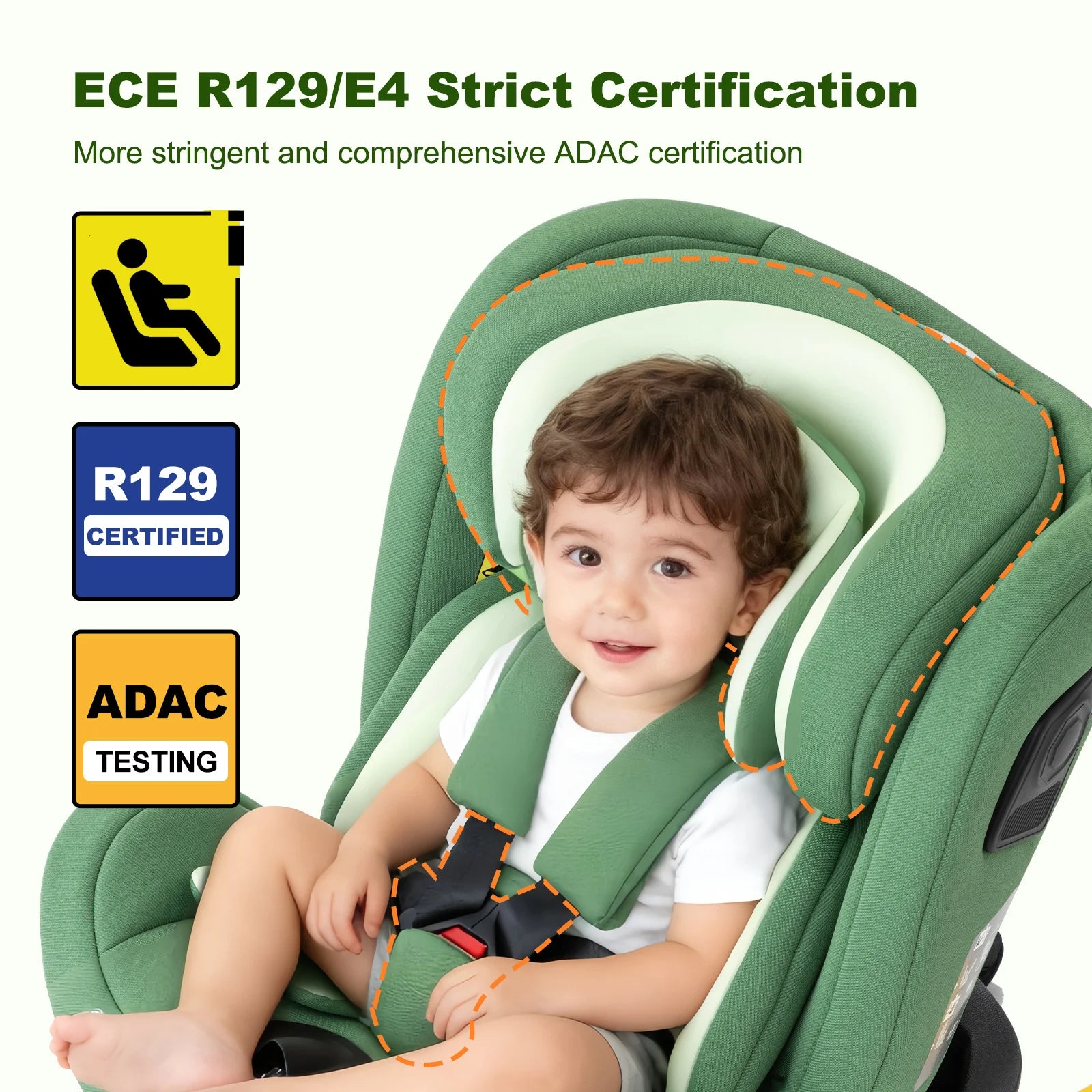 Baby Car Seats Child safe Car sizes Infant Adjustable heights Car sat with Isofix for 0-12Y ADAC text carsit