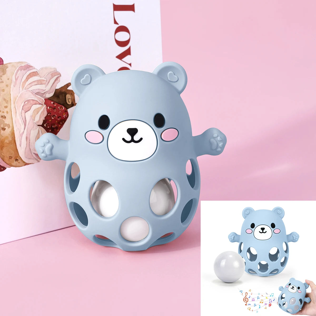 TYRY.HU Ringing Bell Baby Teether Gloves Cute Bear Shape Teether Toy Silicone Care Molar Anti-eating Hand Baby Education Toy