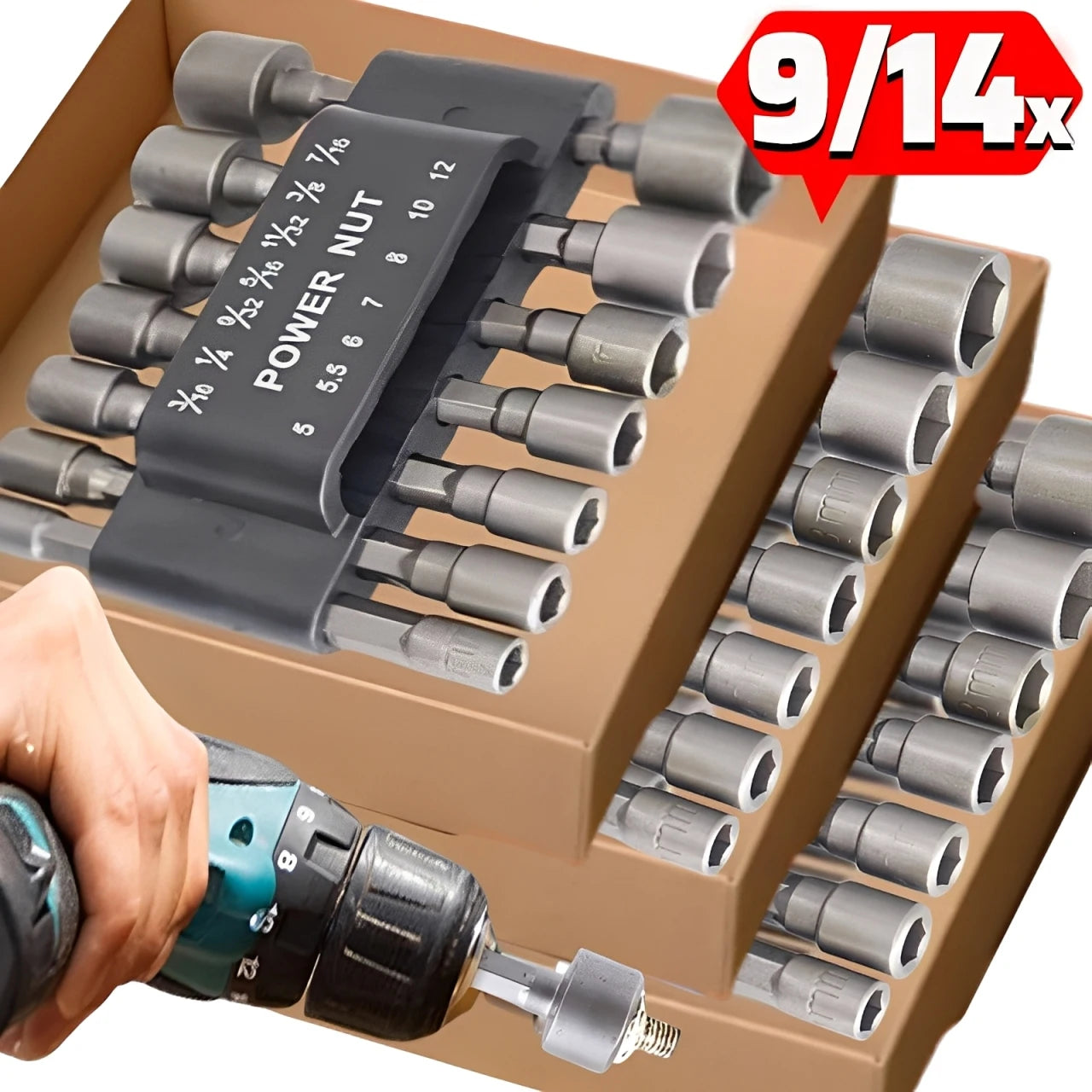 9/14Set Magnetic Socket Screwdriver Wrench Set Hexagon Nut Driver Drill Bit Hexagonal Hand Adapter Electric Impact Bolt Handle