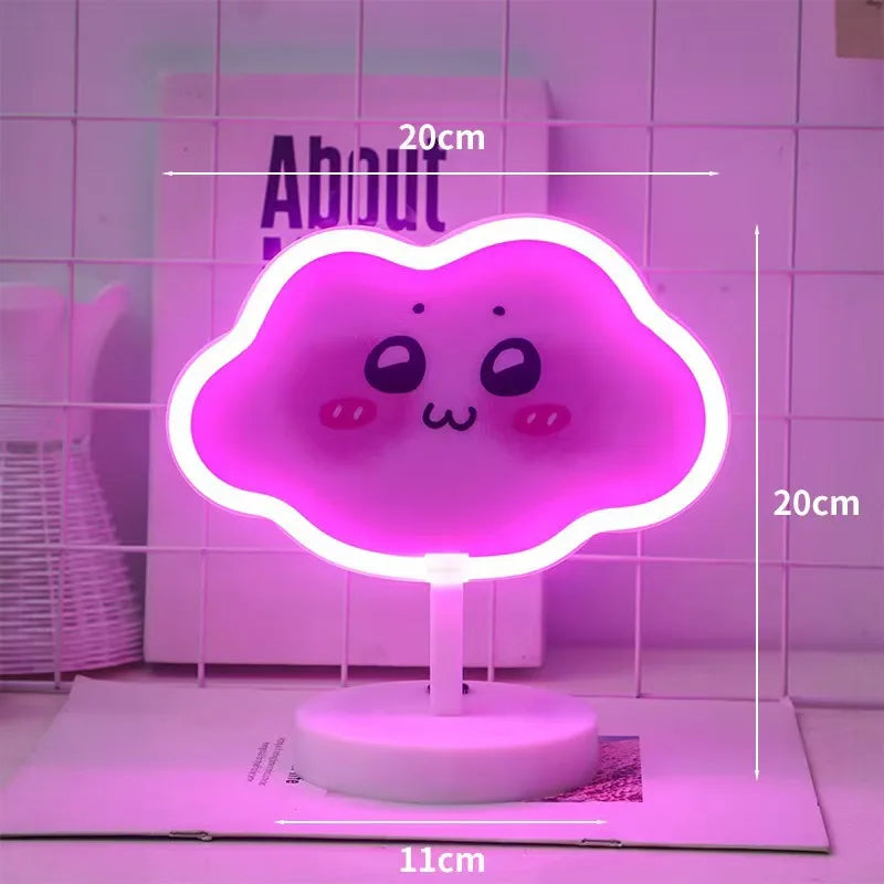 Flamingo Led Neon Light Coconut Tree Cactus Heart Shape Lamp Stand Colorful Home Room Decoration Christmas Night light