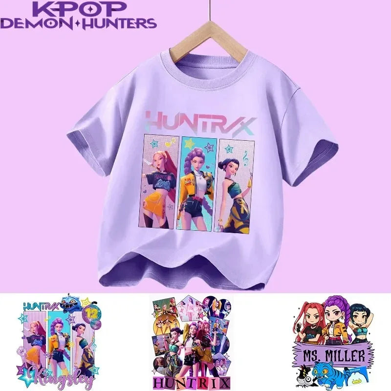 Kpop Demon Hunters T-shirt for kids, short sleeve T-shirt for Girls, Saja T-shirt , Kpop Demon Hunters T-shirt, family clothing