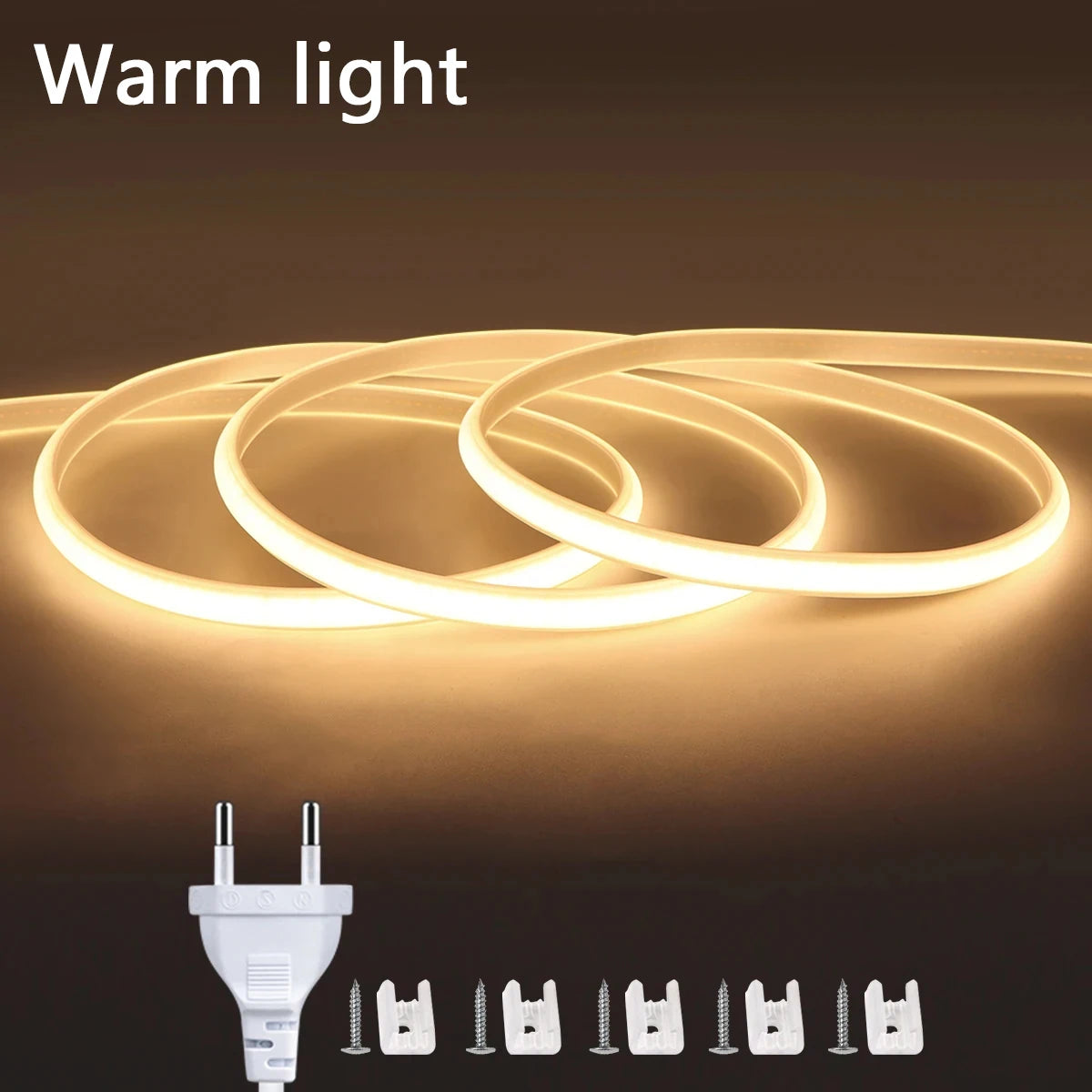 220V Cob LED Tape High Brightness COB LED Strip Waterproof 220V Flexible Ribbon for Room Bedroom Kitchen Outdoor Garden Lighting