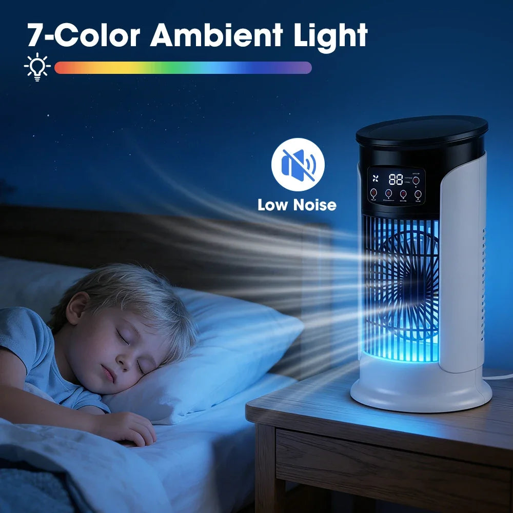 3 In 1 Household Fan Air Conditioner Portable 6-gear Air Cooler LED Night Light Humidifier Air Adjustment Fan Office Home Fan