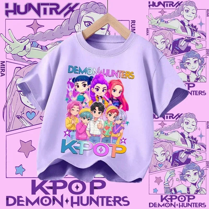 Kpop Demon Hunters T-shirt for kids, short sleeve T-shirt for Girls, Saja T-shirt , Kpop Demon Hunters T-shirt, family clothing