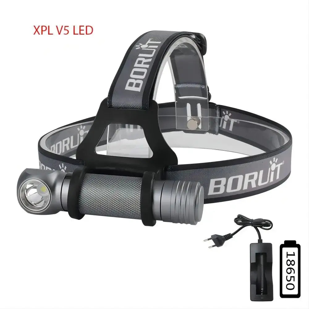 BORUiT 1000LM LED Headlamp Waterproof 3-Mode Right Angle Flashlight Lightweight Powerful Head Torch for Camping And Hunting