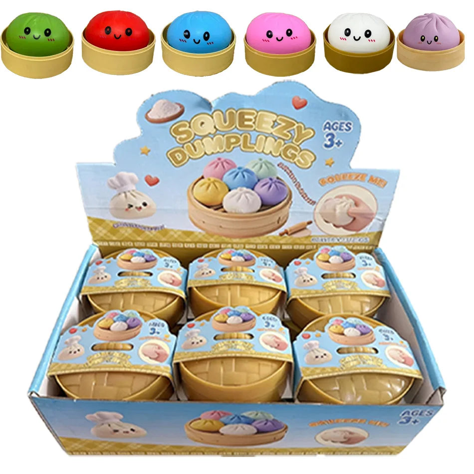 Dumpling Pressure Dumpling Squishies Cute Colorful Bun Toy Slow Rising Stress Relief Fidget Toy for Kids Adults Anti-Anxiety