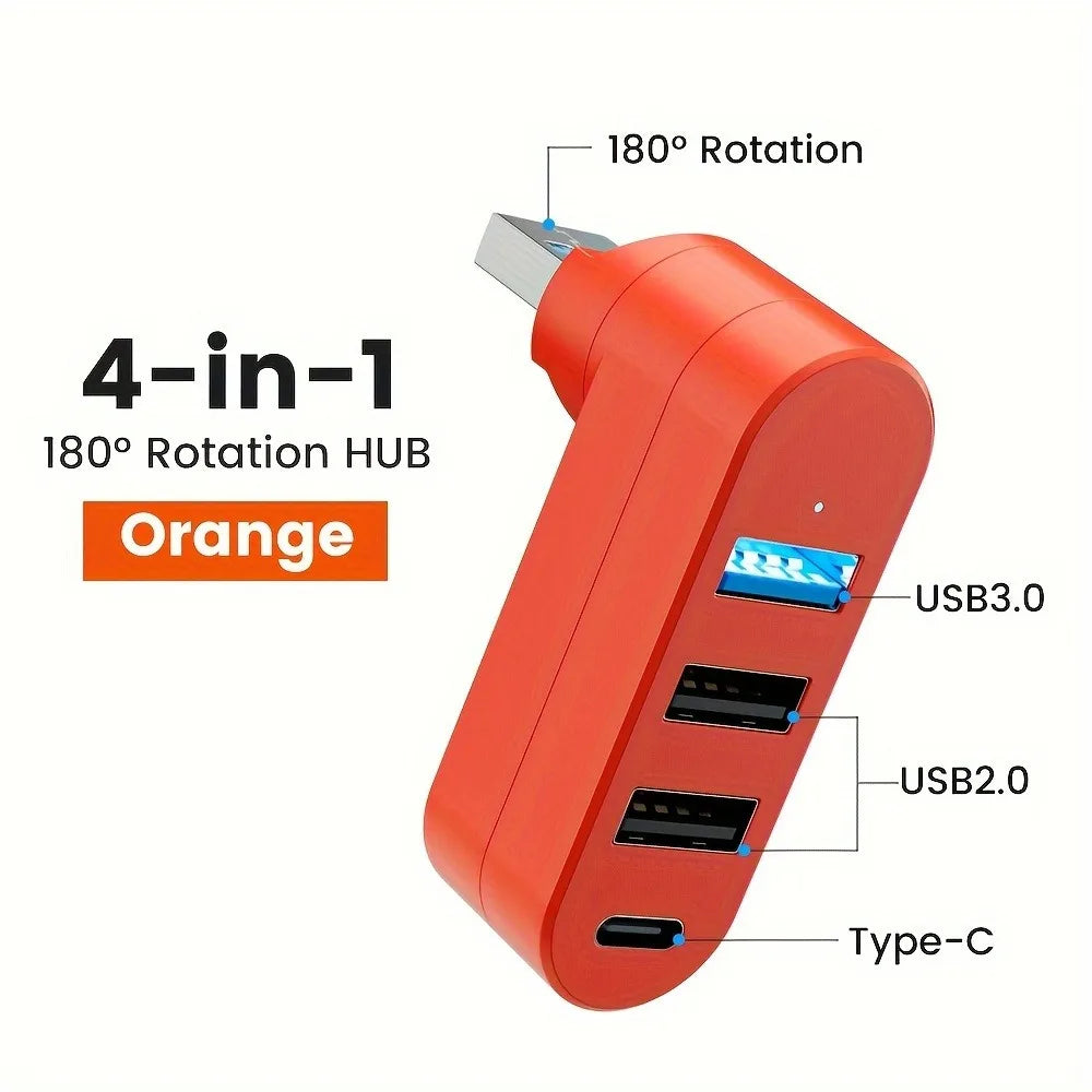 USB Hub 2.0 3.0 Adapter 180° Rotatable Multi Ports U Disk Card Reader Splitter High Speed Data Transfer For Computer Accessories