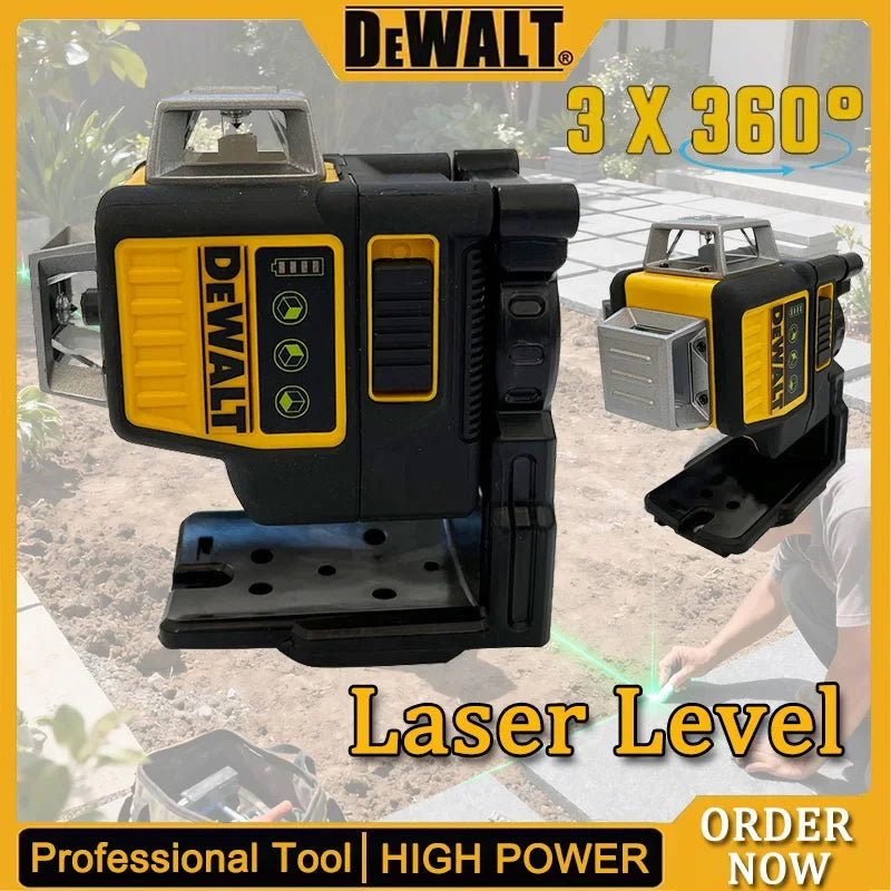 Dewalt DW089LG 12V Lithium Battery 3 Sides*360 Degree Vertical Horizontal Green Light Level Meter Outdoor Solo Leveling