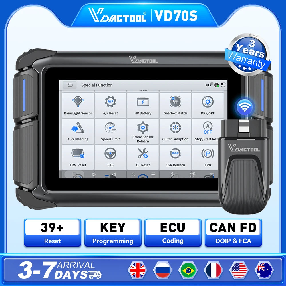 VDIAGTOOL VD70S Car Diagnostic Tool All System Automotive Scanner Bi-Directional Control ECU Online Code Built in CAN FD DOIP