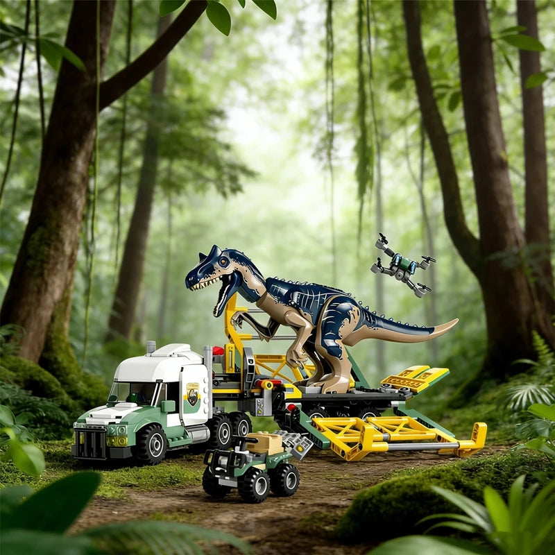 Dinosaur Series Dinosaur Missions Allosaurus Brick sets Transport Truck Children's Dinosaur World Park Toys Christmas gift 76966