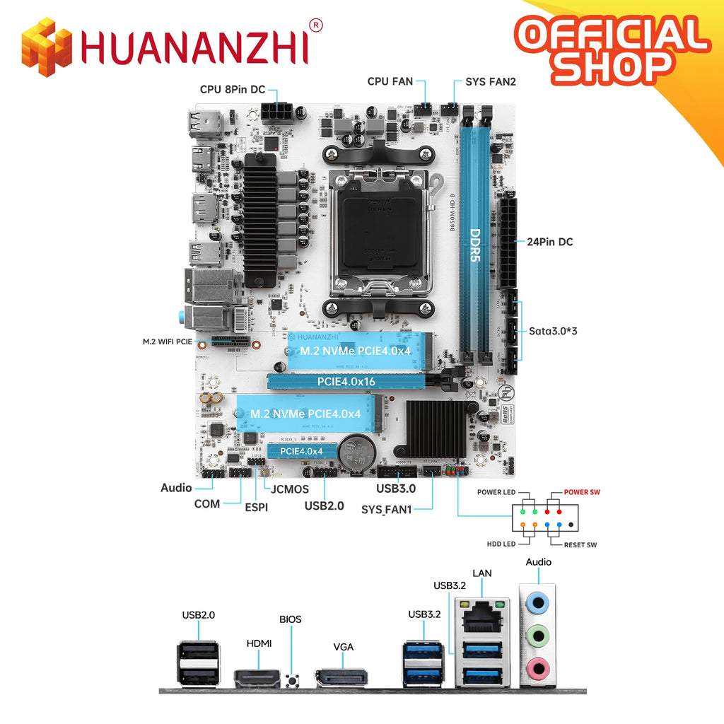AMD B650M-HD-B M-ATX Motherboard, Supports AMD Ryzen 7000/9000 Series CPU, AM5 Socket, 2DDR5, 3M.2 NVMe, PCIE4.0