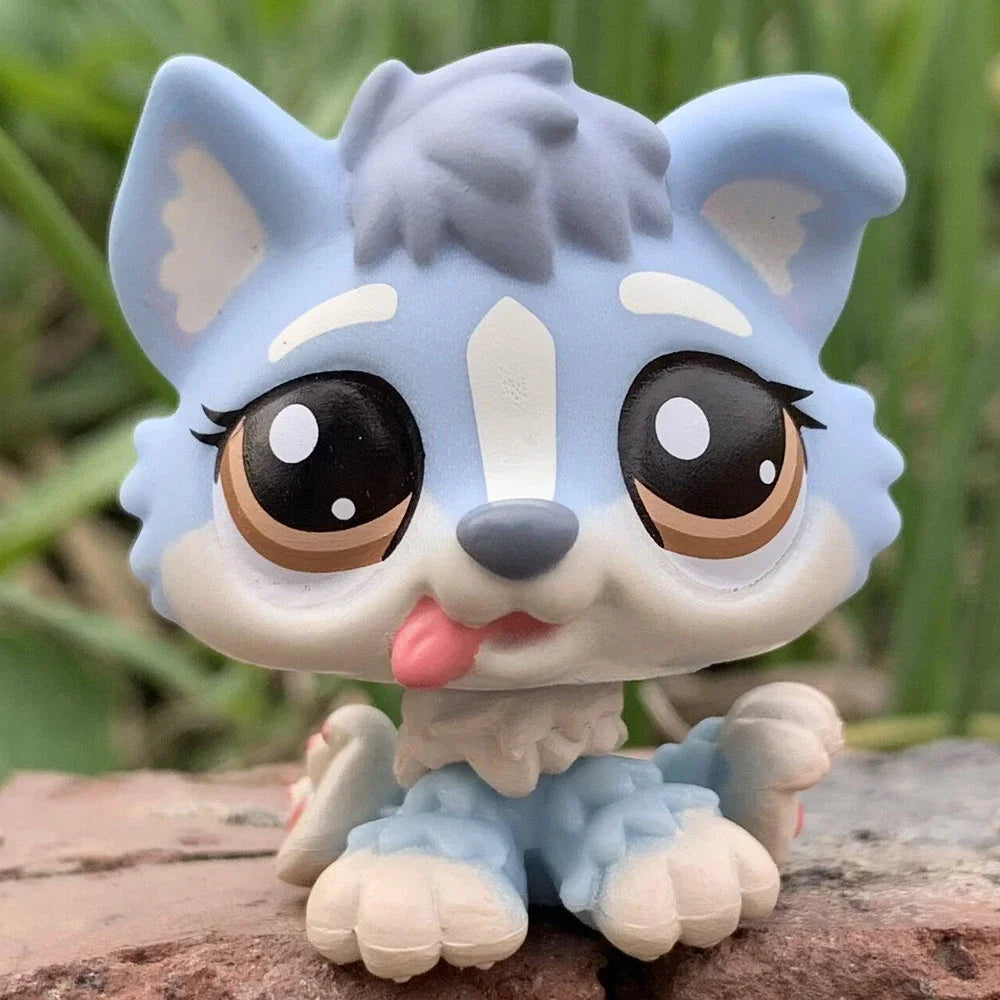 Rare animal pet Bobble head toy puppy dog toy #1013 yellow dog with blue eyes lps