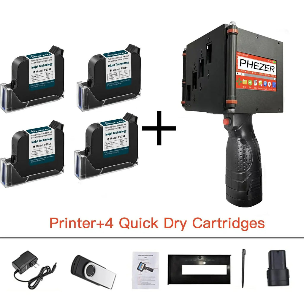 Phezer P70 Handheld Inkjet Printer 100mm Portable Coder QR Code Barcode Batch Number Date Logo Expiry Date Marking 28 Languages