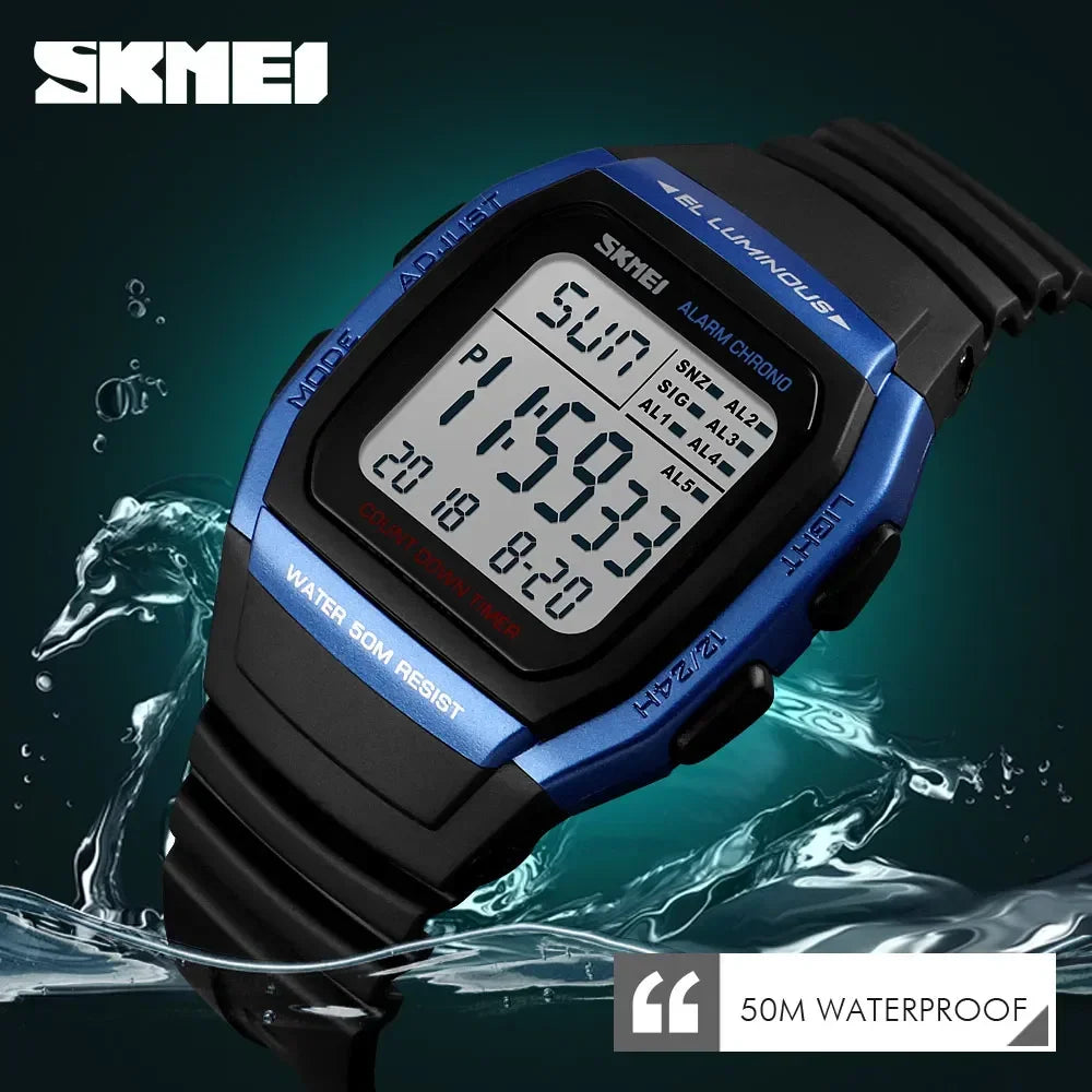 SKMEI 1278 Chrono Countdown Men Wristwatch Casual Outdoor Male Clock Luminous montre homme Digital Dual Time Sport Mens Watches