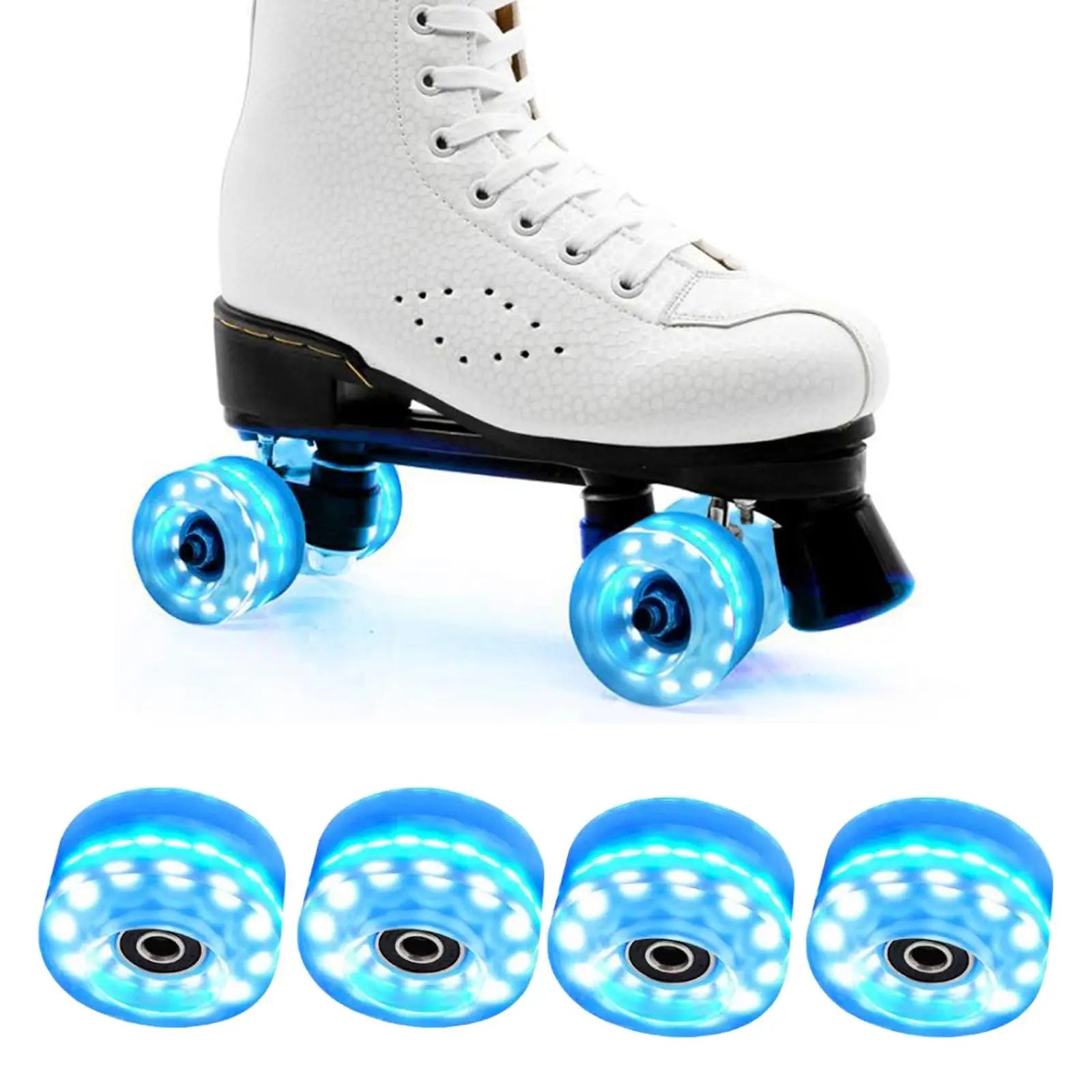 4 Roller Skate Wheels Luminous Quad Roller Skateboard Wheels With Bearings Installed Double Row Roller Skates Wheel Accessories