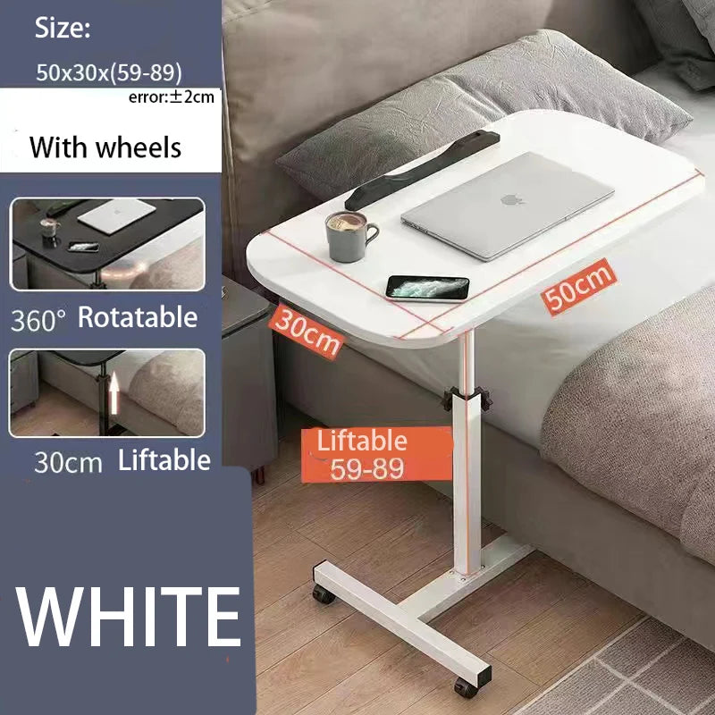 Laptop Sofa Desk Mobile Rolling Adjustable Height Angle Overbed Food Tray Stand Table