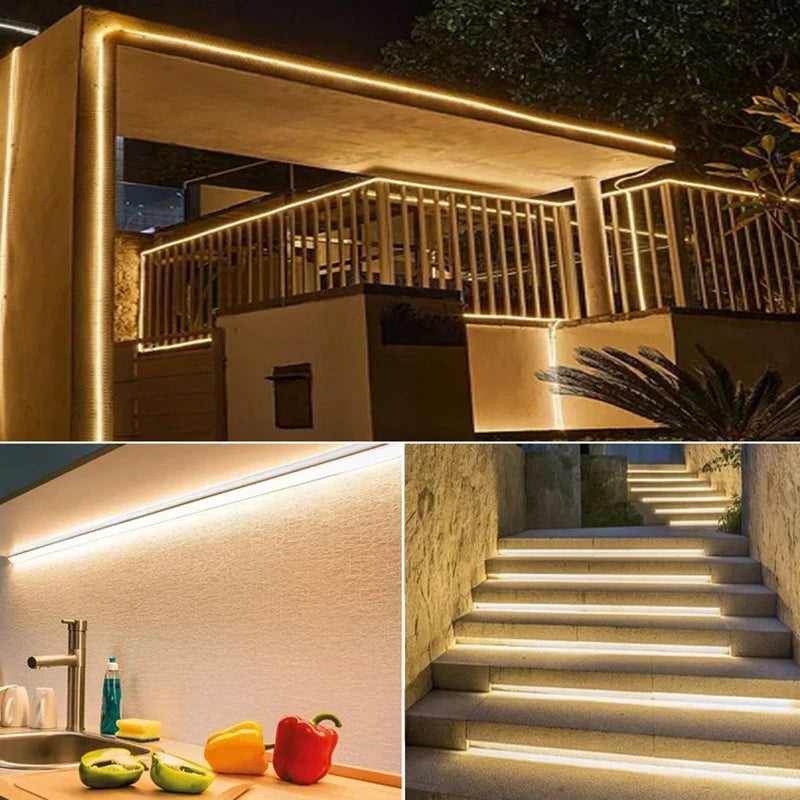 220V Cob LED Tape High Brightness COB LED Strip Waterproof 220V Flexible Ribbon for Room Bedroom Kitchen Outdoor Garden Lighting