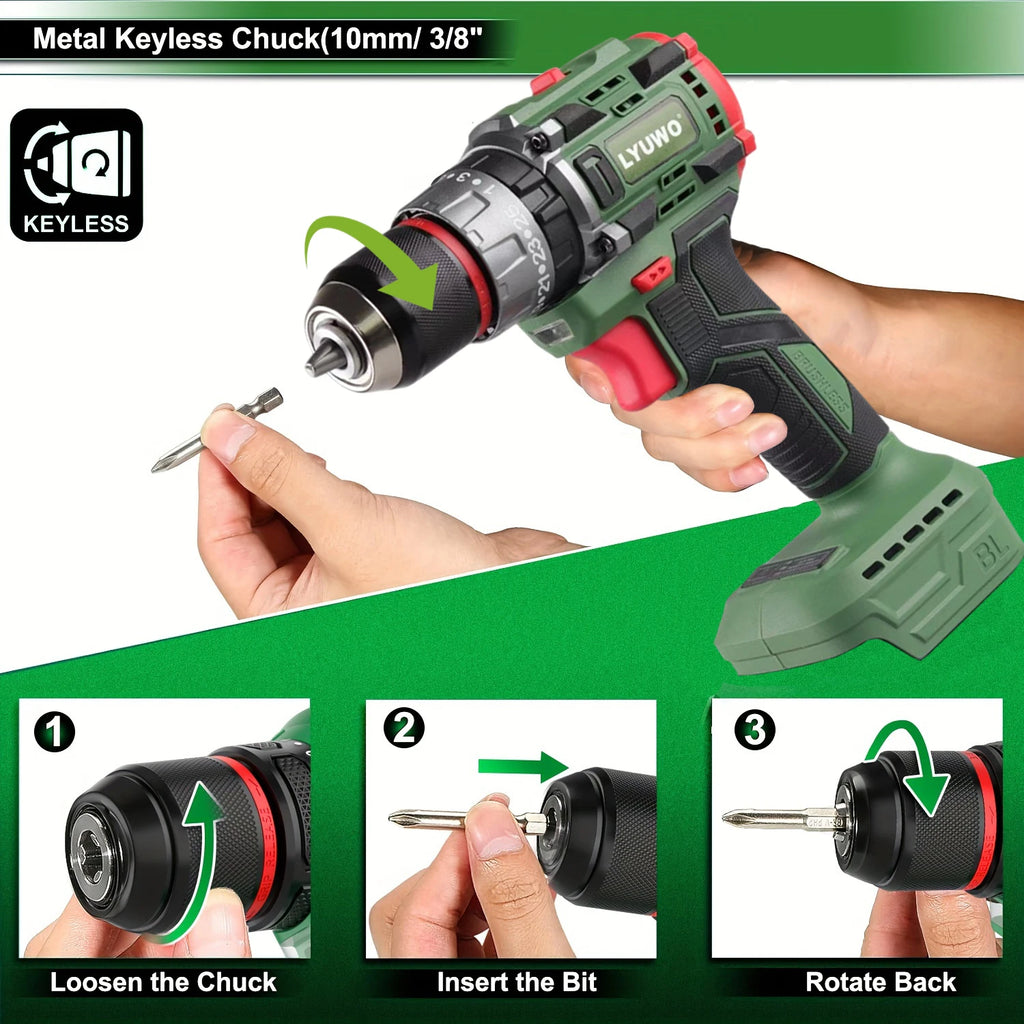LYUWO Brushless Cordless Electric Screwdriver Kit with Fast-Charging Battery,LED Work Light&Ergonomic Grip(Drill/Driver 2-in-1)