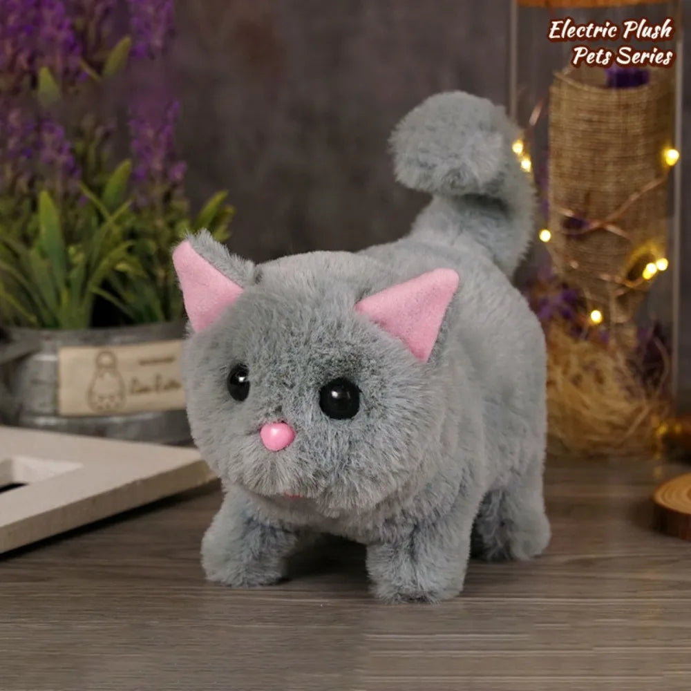 Simulated Robot Kitten Wagging Interactive Kitten Plush Toy Makes You Happy Walking Kitten Robot Electric Pet