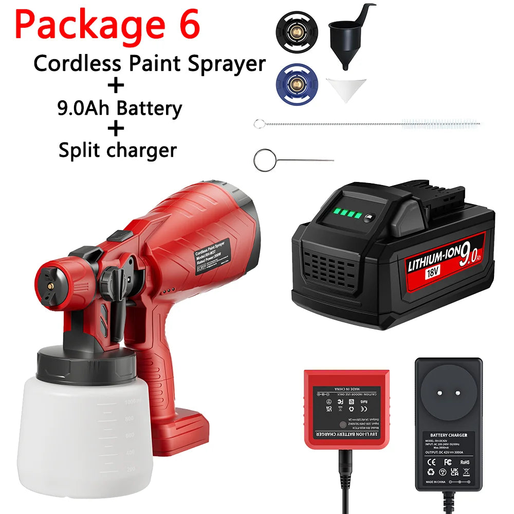 Nananuu 1000ML Cordless Spray Gun For Milwaukee 18V Battery Rechargeable Paint Sprayer For Car Home Windows Power Tool