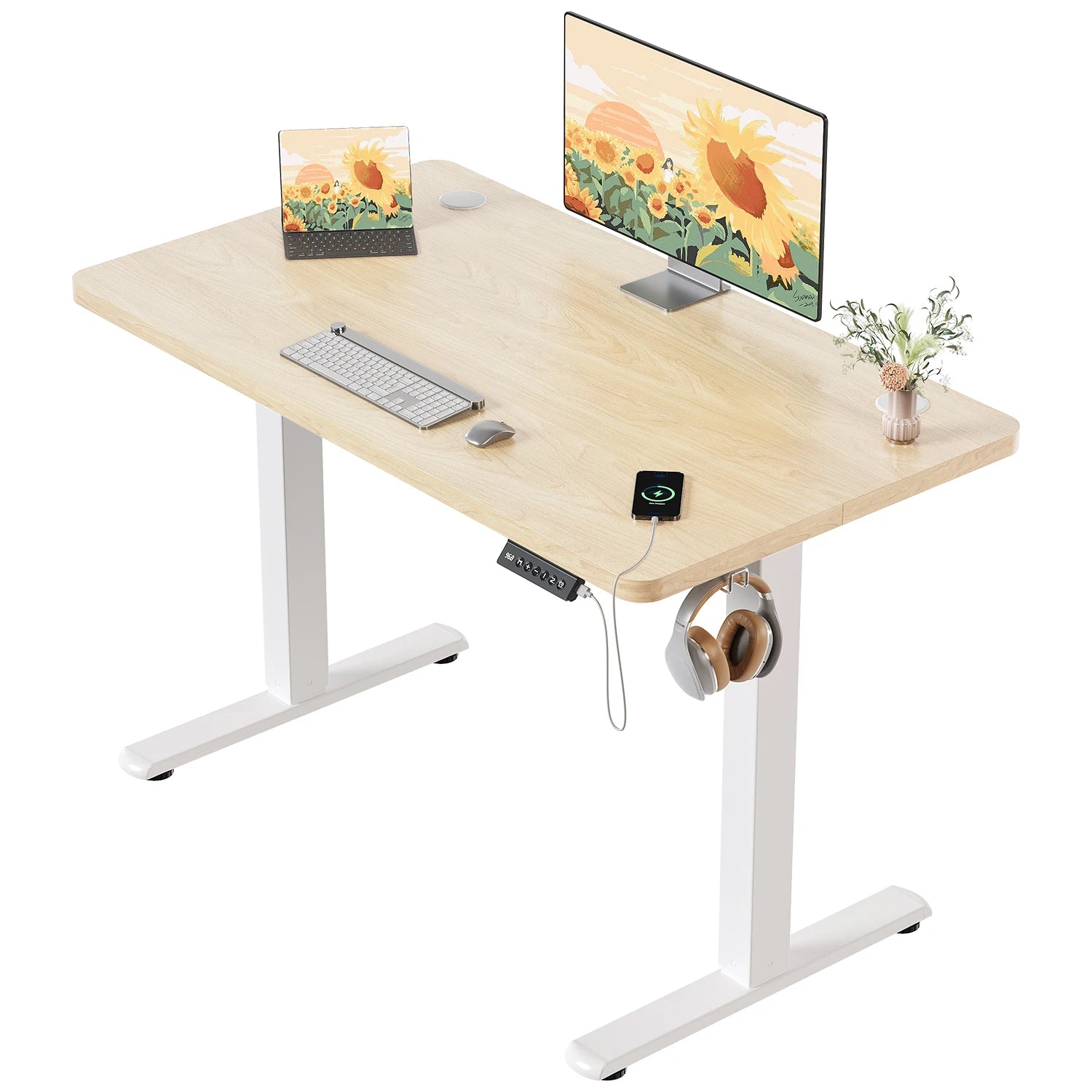 Devoko Height Adjustable desk with USB Socket desk Height Adjustable Electric Stand Seat Adjustable Computer